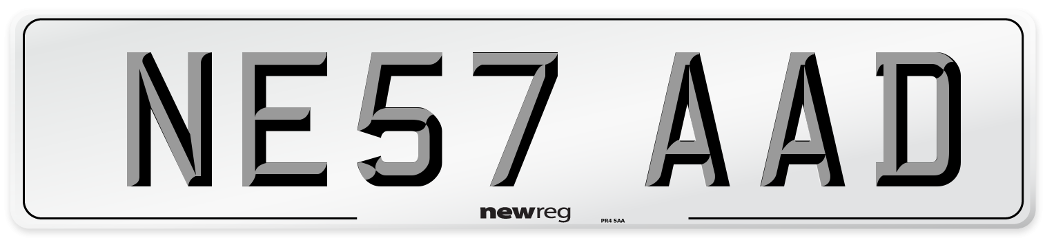 NE57 AAD Number Plate from New Reg